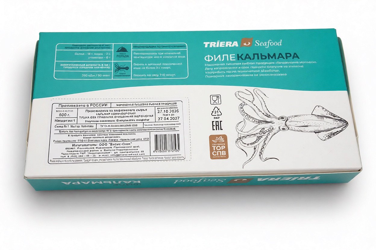 Филе кальмара тушка, б/ш, 0,6 кг.